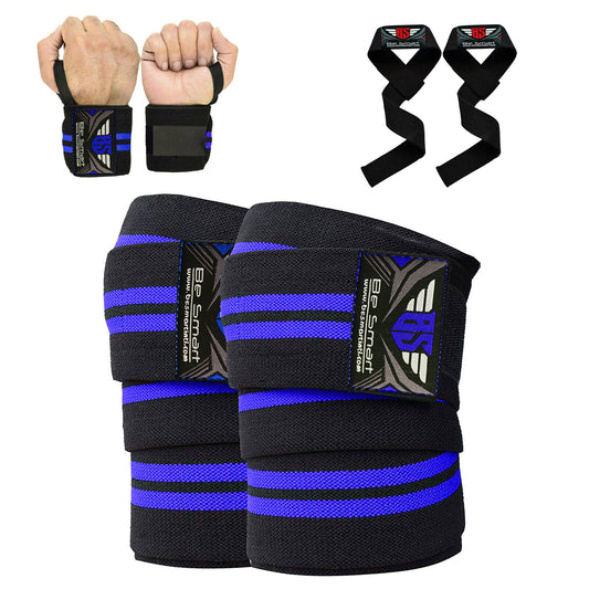 Knee Wraps Gym Training Weight Lifting Body Building Leg Support Wrist Straps R